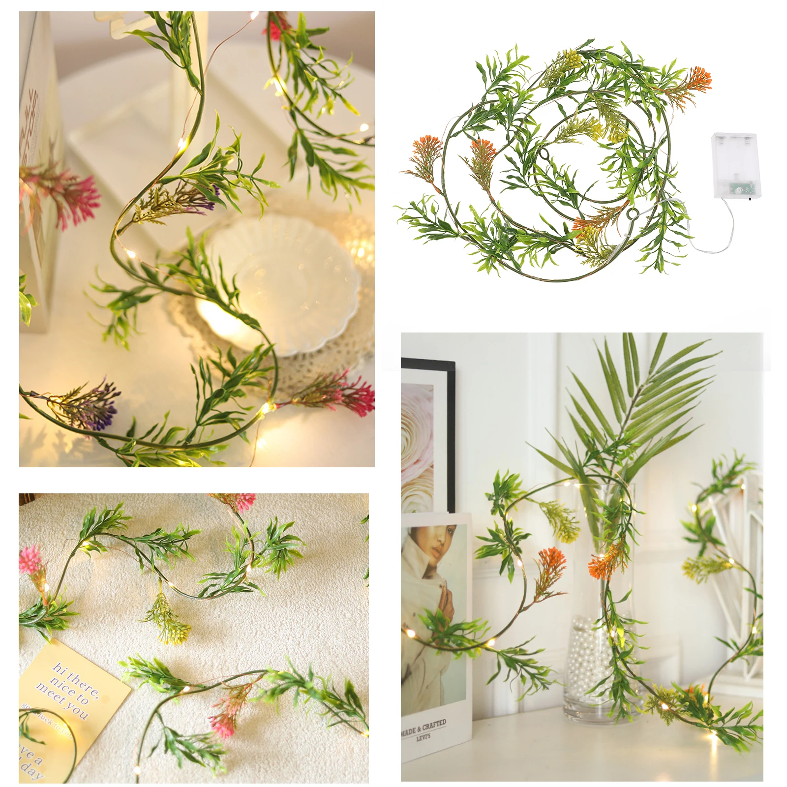 

2M 20Leds Vines Leaf String Lights Decoration For Bedroom Wedding Party Christmas Rattan Led Wall Vines Garland