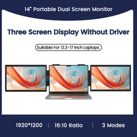 14 Inch 1920 x 1200 Three Screen Display Portable Monitor USB-C 3.1 IPS Foldable Dual External Monitor For 13.3 - 17 Inch Laptop