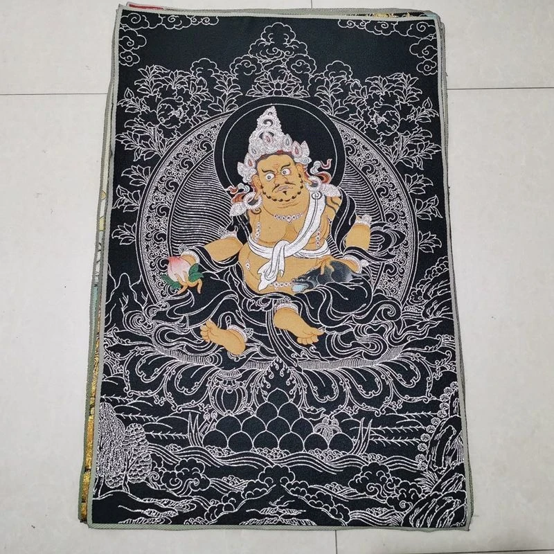Tibet Tibetan Cloth Silk Black vajra buddha Thangka Tangka Embroidery Painting