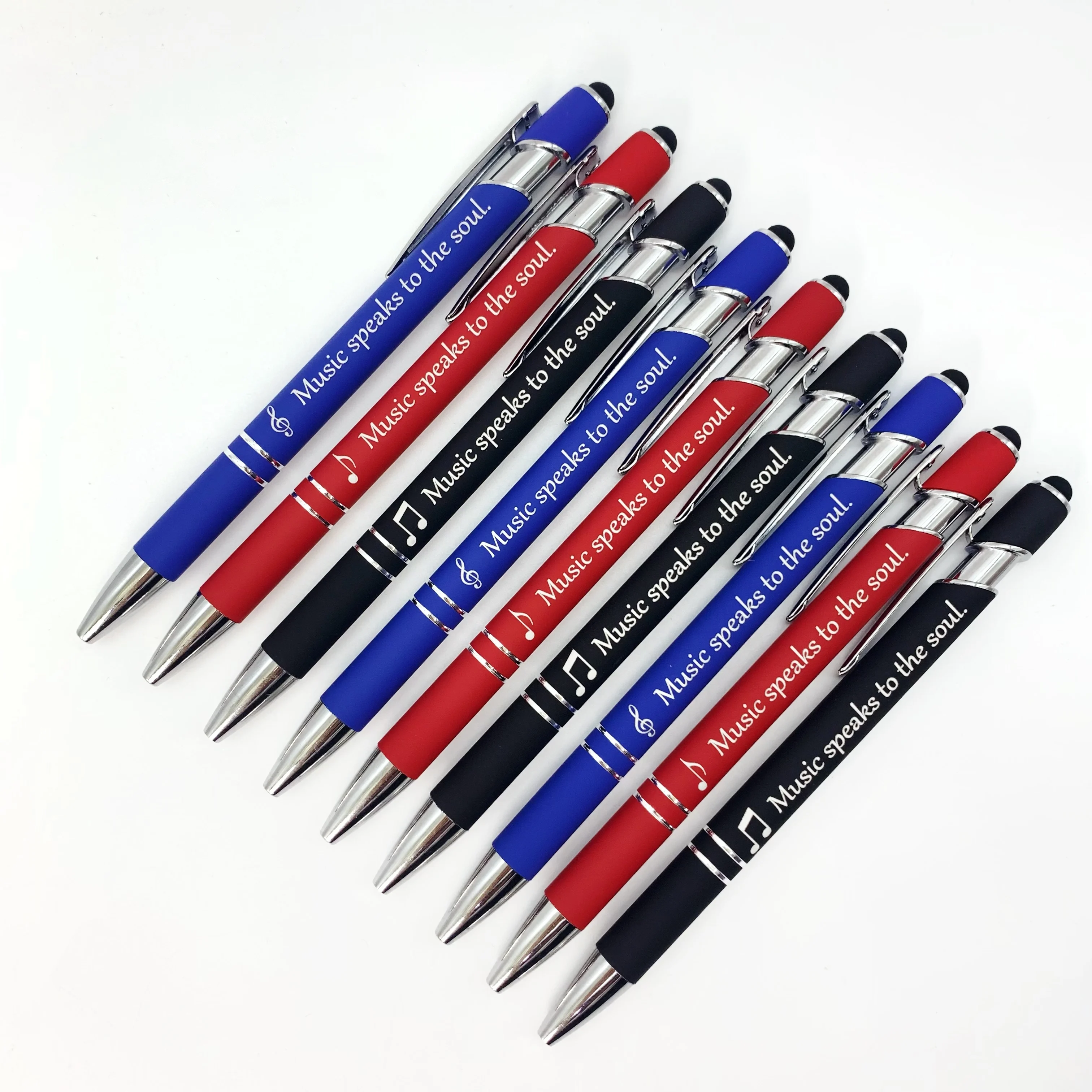 

6PCS retractable metal ballpoint pen, medium nib, touchscreen compatible, with music symbols, suitable for music lovers