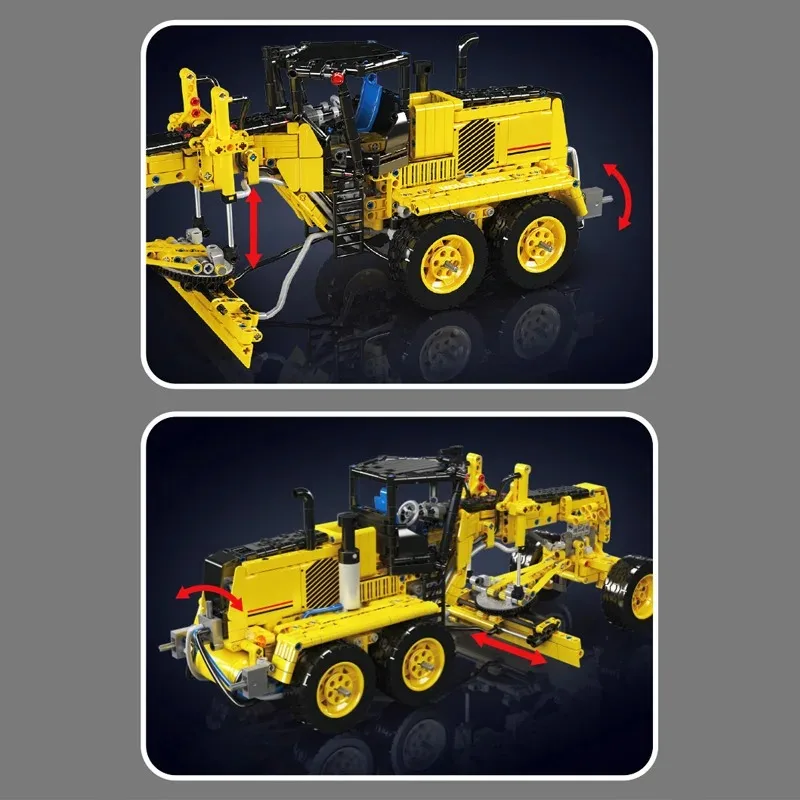 

MOULD KING 1109Pcs Technical Pneumatic Engineering Motor Grader GD655-6 Building Blocks Set City Construction Self-Locking Brick