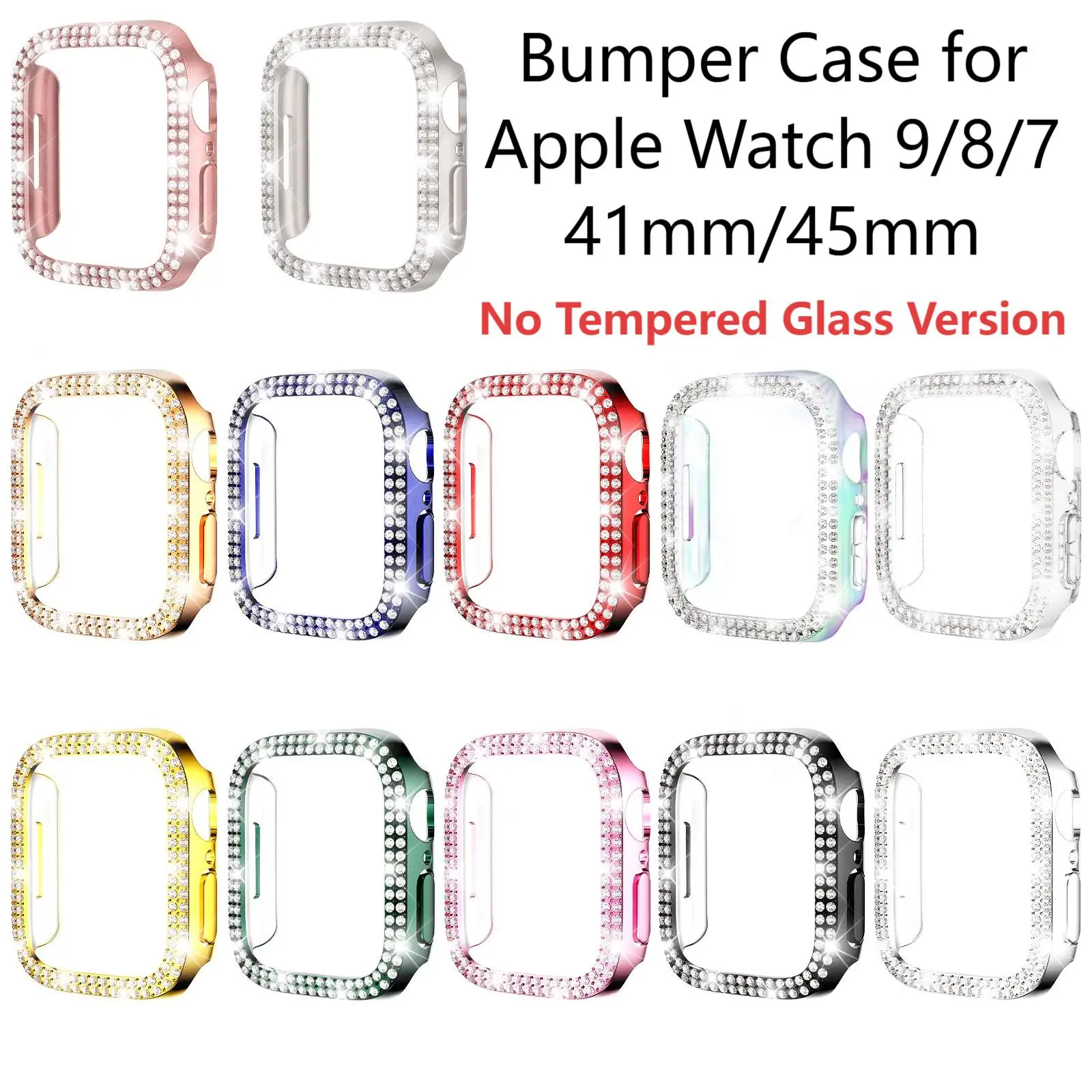 

Bling Case for Apple Watch Series 9/8/7 Bumper Cases,Diamond Rhinestone Protective Face Cover Compatible Apple Watch 41mm/45mm