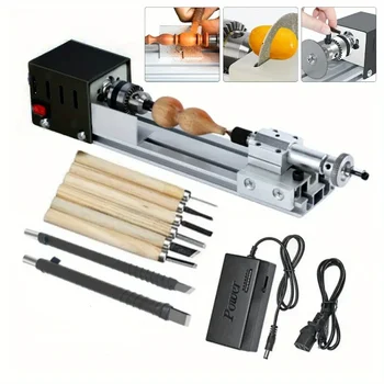 Mini Lathe Machine and Accessories 12 24V Woodworking DIY Rotary Tool Set Milling…