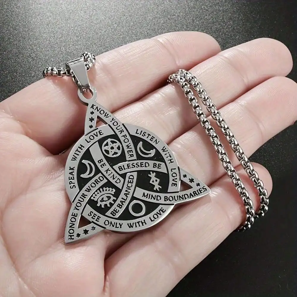 2pcs/Set Stainless Steel Irish Star And Moon Celtic Knot Trinity Pendant Necklace Men Women Fashion Nordic Lucky Amulet Jewelry Gift - view 3
