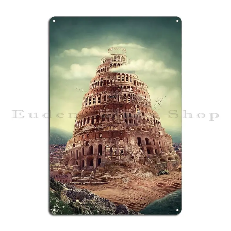 Tower Of Babel Metal Signs Pub Club Designing Club Create Tin Sign Poster