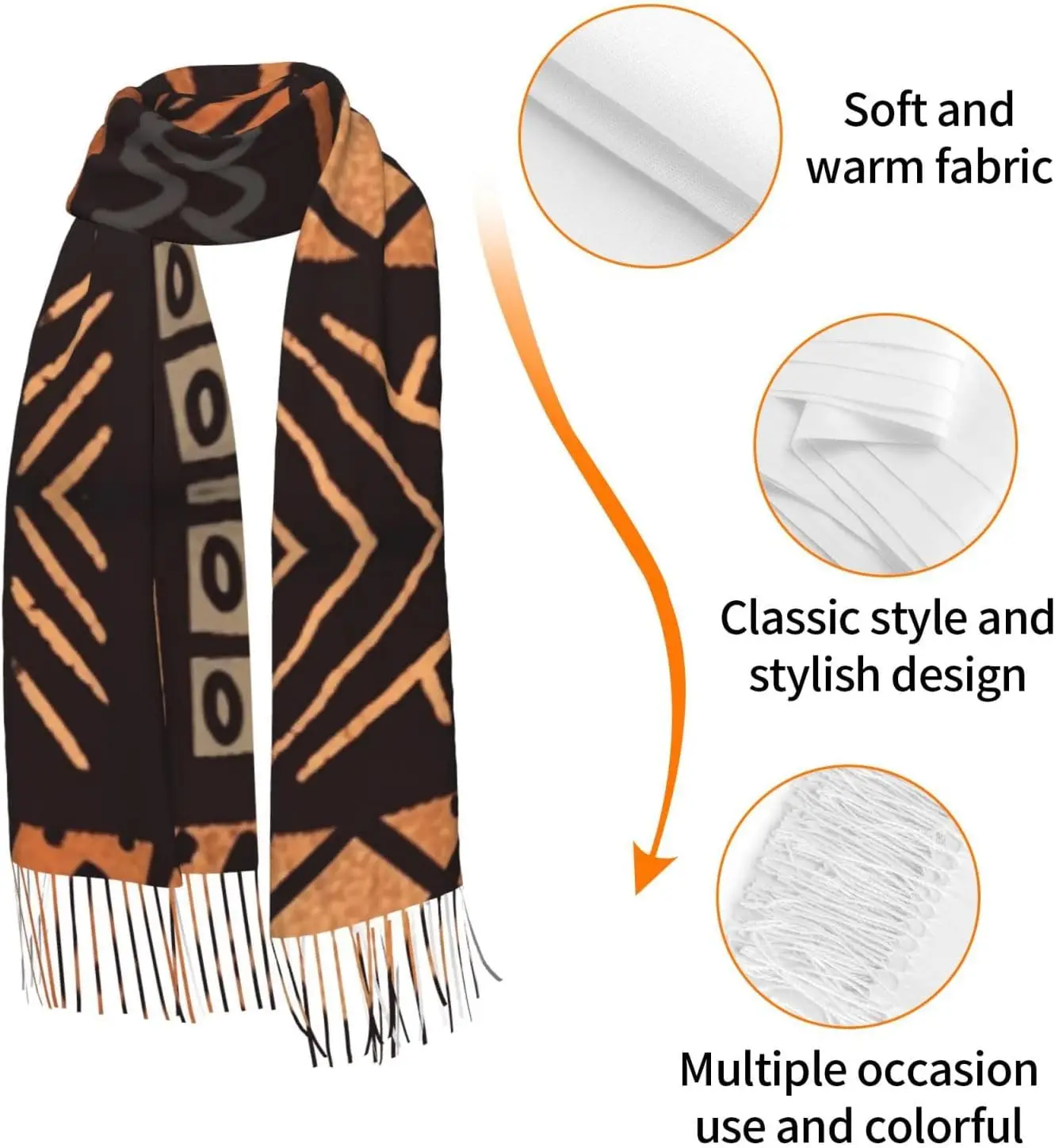 الطين الأفريقي القماش القبلية طباعة المرأة الأوشحة الدافئة أوشحة شتوية موضة شرابة شال يلتف للداخلية في الهواء الطلق #6