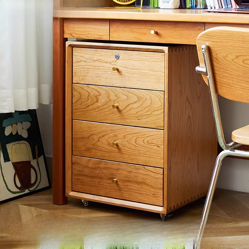 Moment wood solid wood file cabinet removable storage four chest cabinet under desk with lock drawer cabinet bedside table