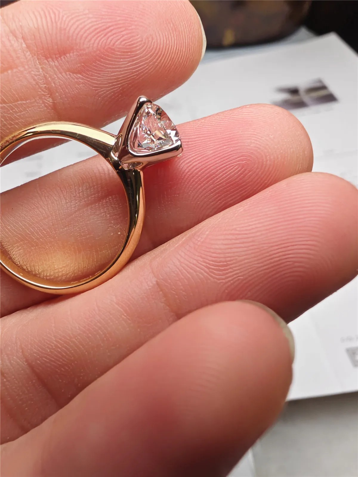 18K Gold Solid Real Gold Lab-Grown Diamond Round 2CT 4-Prong Two-Tone Women's Engagement Ring, Advanced Custom Jewelry, 10K GOLD view 2