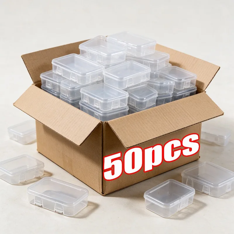 Transparent PP Plastic Mini Storage Box Small Clear Container Business Card Jewelry Craft Parts Packaging Box Organizer Case