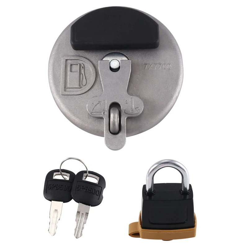 Replacement Locking Fuel Tank Cap With Padlock 7X7700 For Caterpillar CAT Dozer Excavator D6R D5C 311D 312D 320D 321D 323D Gray