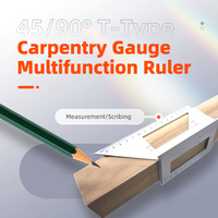 T-Type Woodworking Gauge Ruler Measurement Tool 45 90 Degree Gauge Rule Carpentry Scribe Mark Line Multifunction Ruler