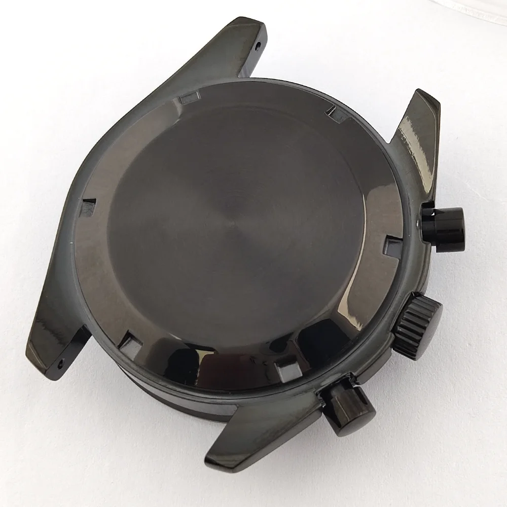VK63 case 40mm watch case Black case stainless steel quartz chronograph case fit replacing accessories of Vk63 movement watche