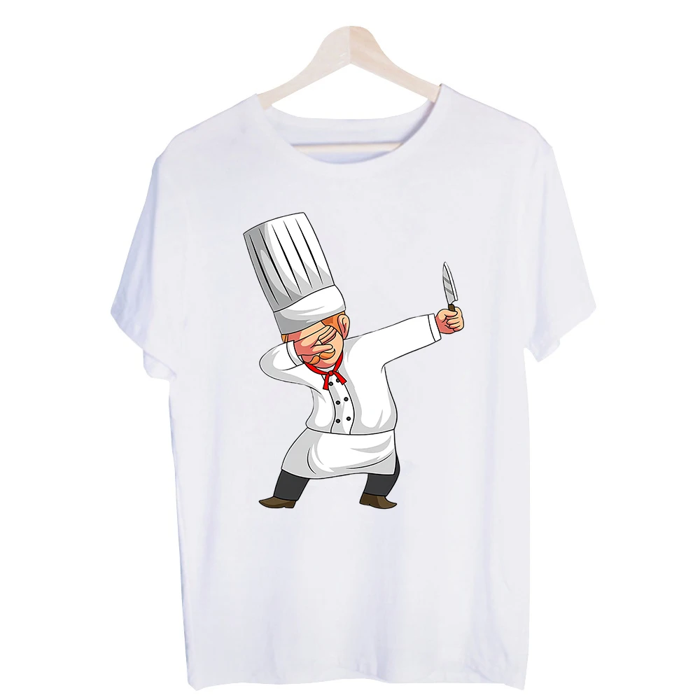 Men's Chef with Knife Graphic Tee, Short Sleeve Crew Neck T-Shirt for Casual Kitchen and Culinary Enthusiast Outfits