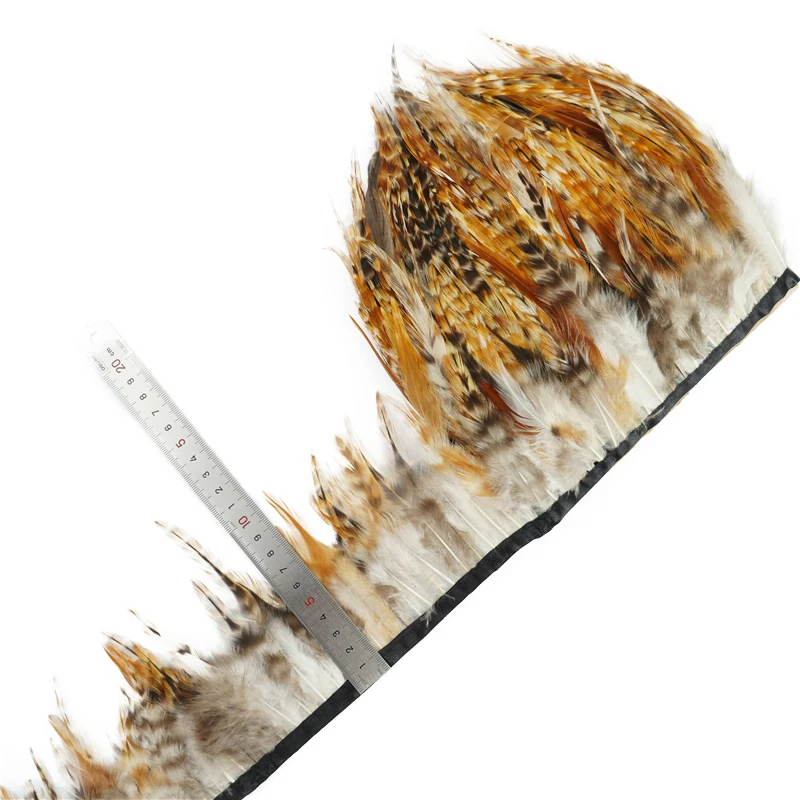 

Natural Pheasant Feathers on Tape Trims Rooster Decoration Feather Trim Tassel Fringe Lace Ribbon Crafts Decor Plumas Carnaval