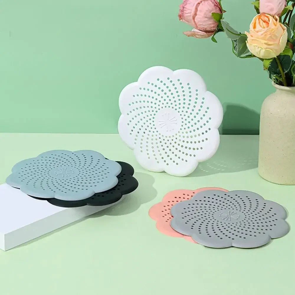 Silicone Floor Drain Cover Flower Shape Mesh Sink Strainer Anti-blocking Hair Clean Up Waste Catcher Kitchen Bathroom Accessory