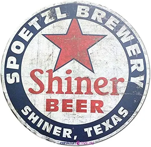 Retro Metal tin Sign House Number Tin Sign Spoetzl Brewery Shiner Beer Shiner Texas Style Round 12x12 inches Metal Tin Sign