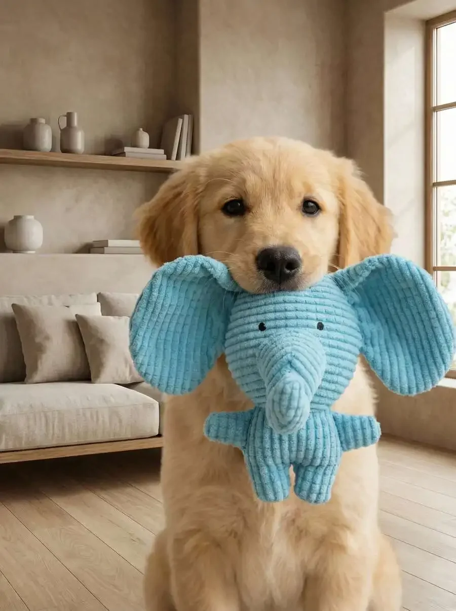 Pet Sound Toy Elephant Shape Plush Chew Toy For Dogs Teething Relief Fetch Game
