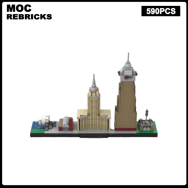 Urban Street View Series Cleveland Skyline DIY Building Blocks Assembly Model Bricks Display Creative Children Toys  Gifts