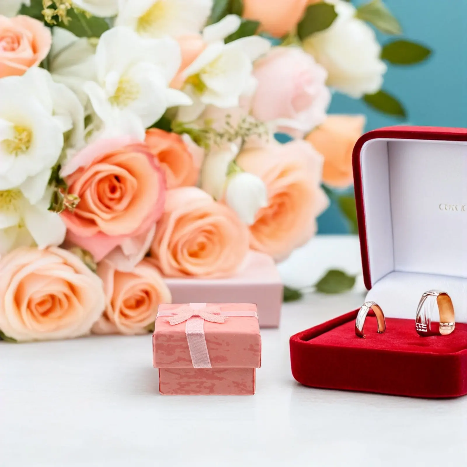 

25Pcs Jewelry Packaging Boxes Small Paper Rings Gift Box Ribbon Knot Mini Earring Box Proposal Rings Packing Case Sky-Blue