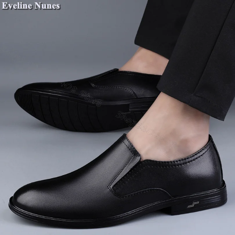 

Black Knit Spliced Men Shoes Round Toe Soft Leather Comfortable Loafers Fall Banquet Dress Men Shoes Size 38-44 Zapatillas Mujer