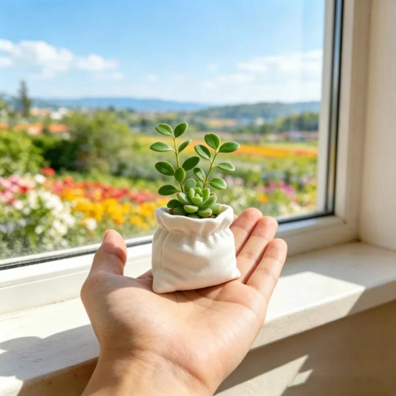 Drawstring Bag Shaped Mini Planter,Cute Pouch Design Small Flower Pot For Succulent Desk Window Indoor Home Decor,3D Print Craft