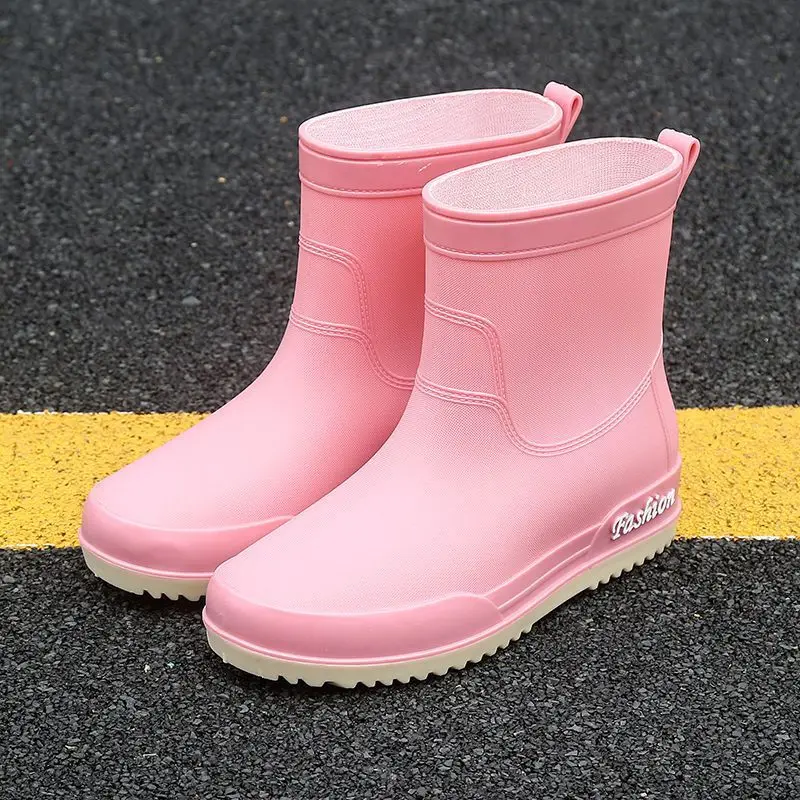 

non-slip rain boots women's adult fashion tube water boots plus velvet warm women's water boots wear work shoes.