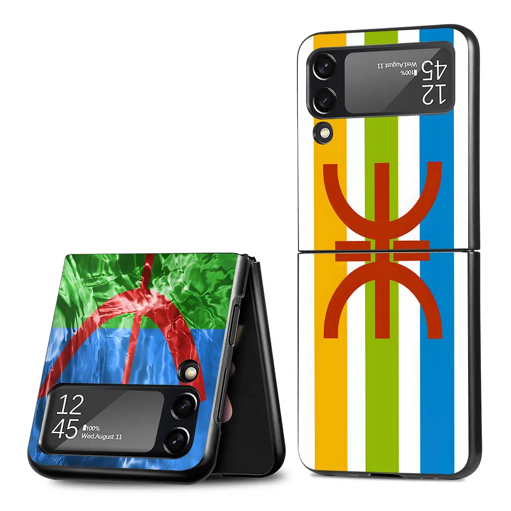 Amazigh Berber Flag Case dla Samsung Galaxy Z Flip 4 3 5G Black Hard PC Cover Flip4 Flip3 Folding Phone Funda Capa Zflip4 Zflip3