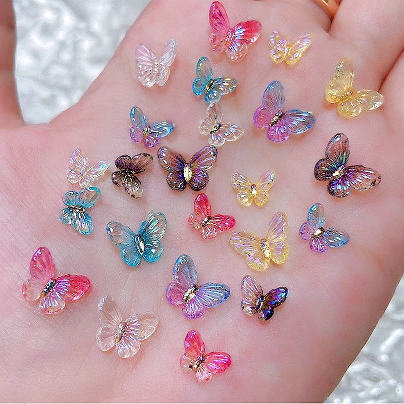 Aurora 3D Nail Art Charms, Papillon Coloré, Accessoires, Pièces pour N64.Décoration, Design, Fournitures de Manucure, Matériel, Outil, 30 Pcs