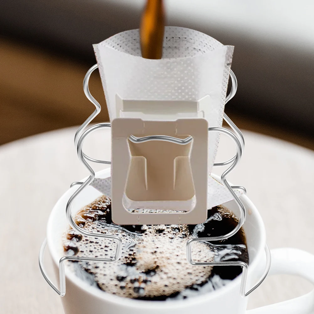 

2Pcs Coffee Filter Holder Dripper Paper Stainless Steel Cup Rack 304 Hanging Ear St Portable Reusable Heatproof