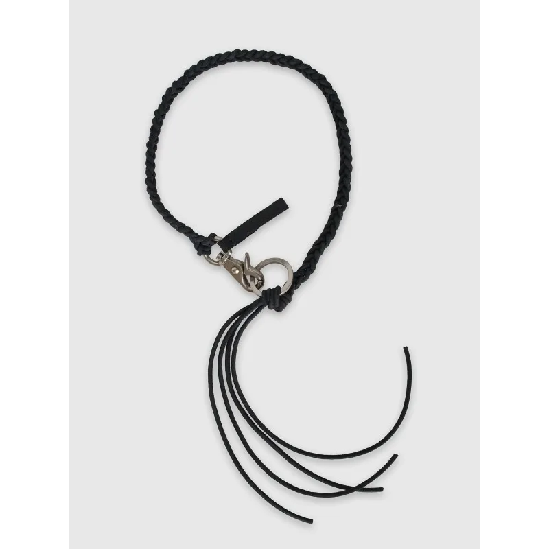 26SS Our Legacy Multifunctional Hand‑Woven Rope Top Layer Genuine Cow Leather Necklace Jeans Hanging Rope