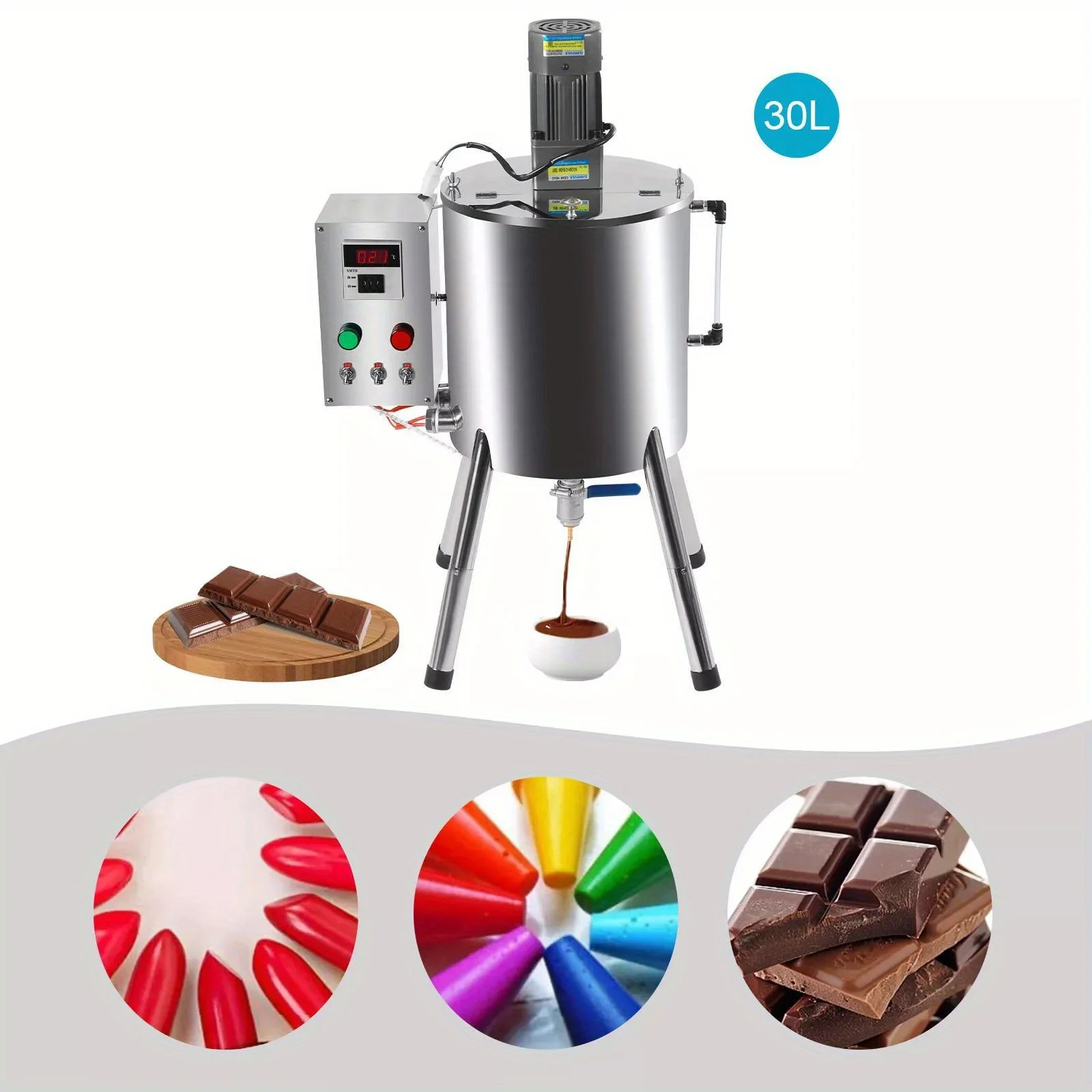 30L Cosmetic Filling Machine - Sanitary Stainless Steel Cream/Paste Filler w/ Mixing System