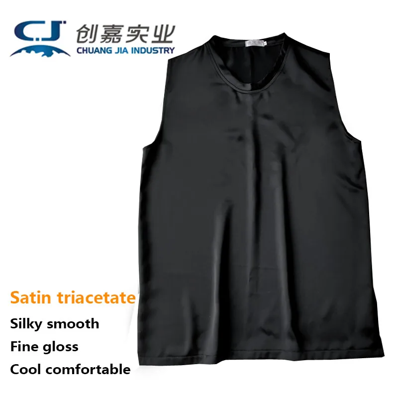 

Satin Triacetate Spring Summer Men's Crewneck Vest Fat Man 100K Comfortable Cool Pullover Smooth Soft Black Top Good quality