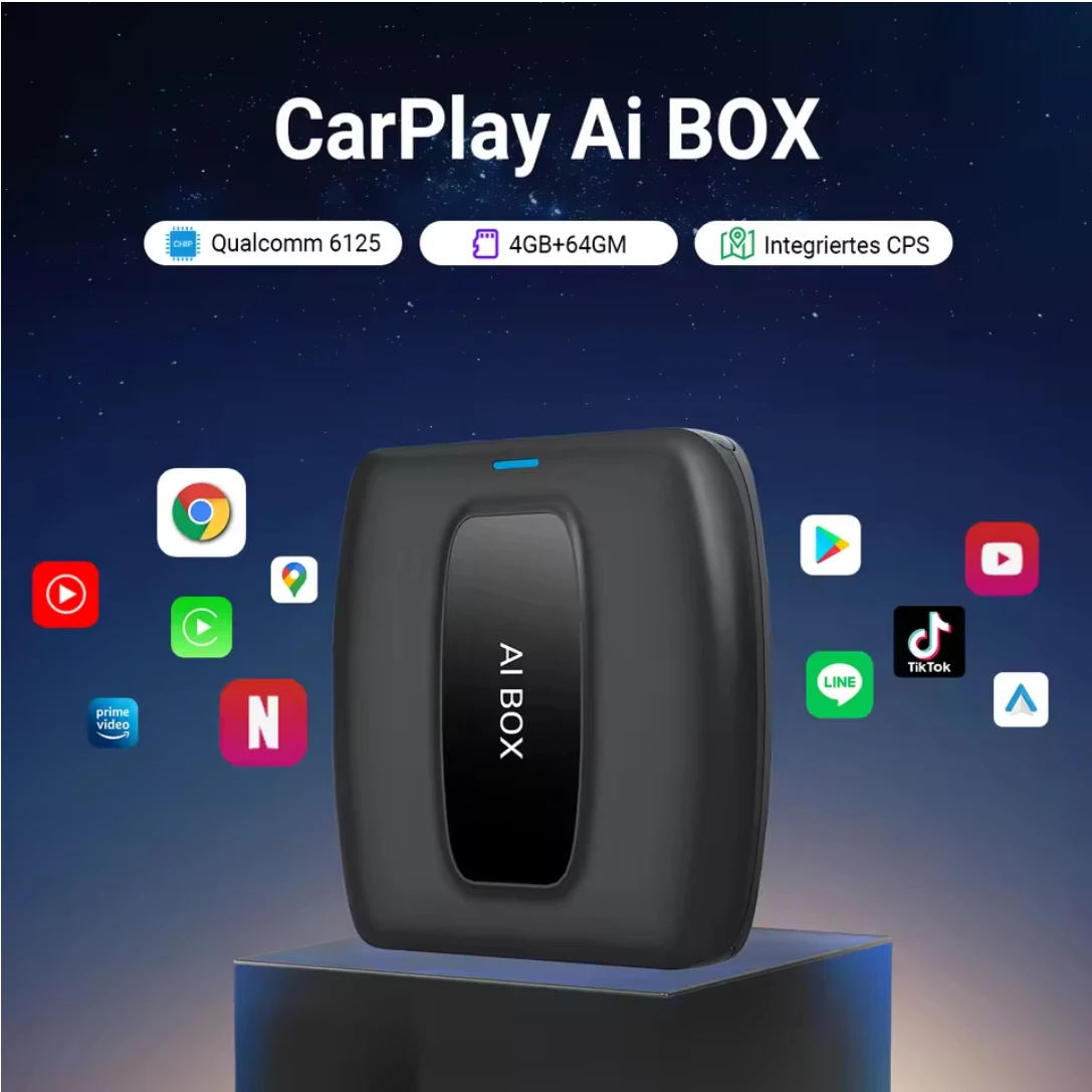 2025 CarPlay AI Box ไร้สาย Android Auto Adapter - Qualcomm SD6125 สมาร์ททีวี Dongle w/ติดตั้ง Netflix YouTube สําหรับ Univers