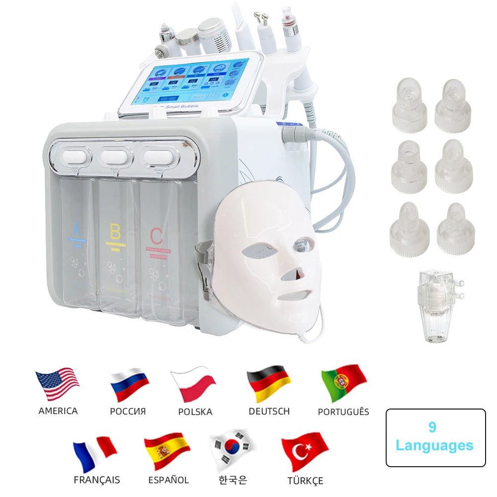 7-in-1 waterdermabrasie gezichtsmachine Diepe reiniging Huidverzorging Aanscherping Mee-eter verwijderen Spa Schoonheidsapparaat