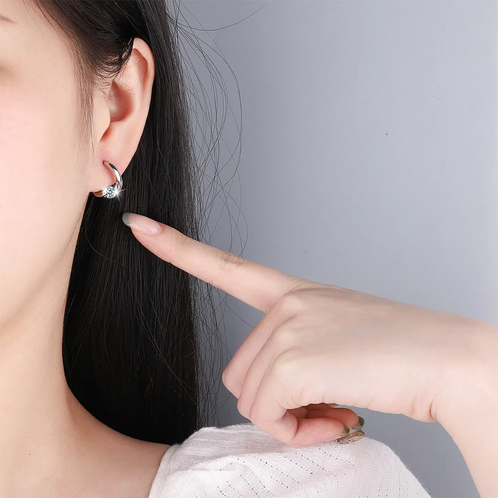 925 Silver Gold Crystal Stud Earrings for Women