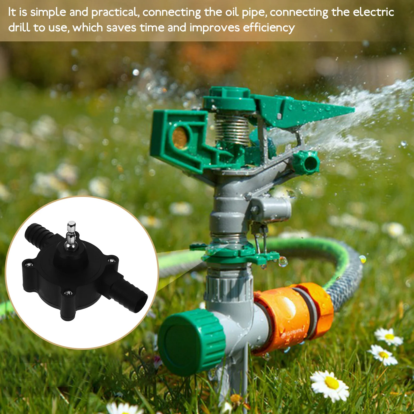 

Hand Drill Water Pump Portable Black Small Transfer Pump For Oil Fluid Suction Lift Engineering Plastic Hose Fitting Tool