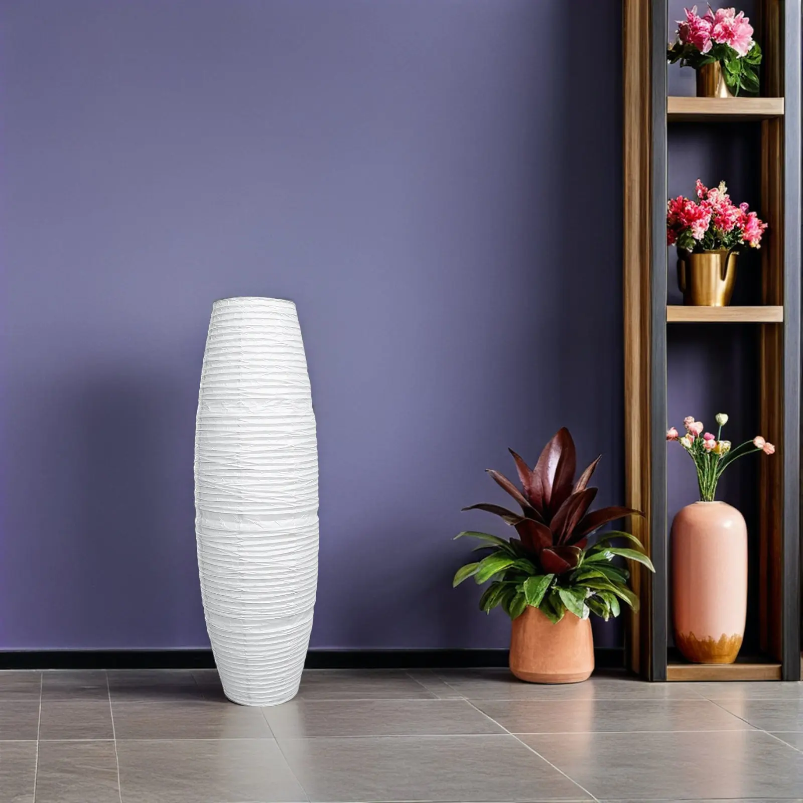 2Pcs Foldable European Style Paper Lampshade Floor Lamp Cover Decorative Soft Light Diffuser for Home Study Bedroom
