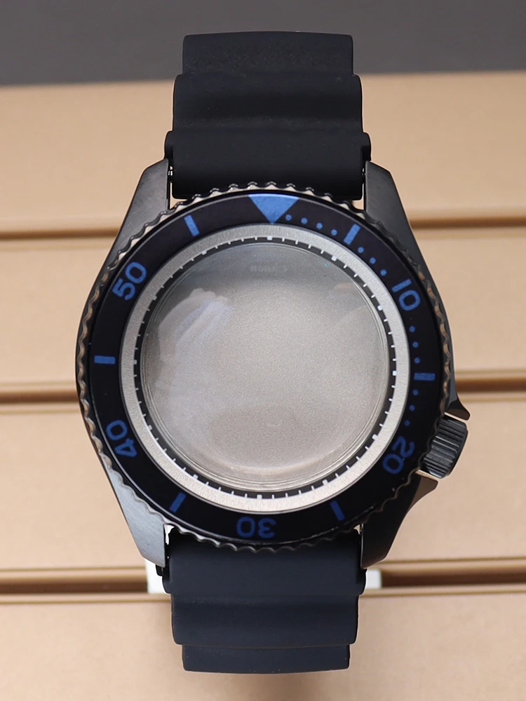 Fenya Black 42.5mm Men Watch Case 22mm Rubber Strap Sapphire Glass Parts For SKX Seiko NH35 NH36 Movement 28.5mm Dial Waterproof