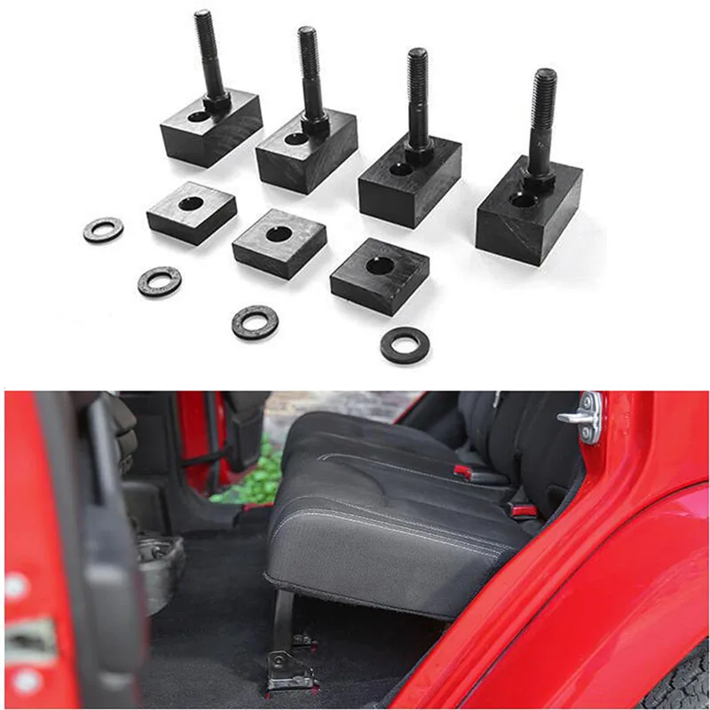 For Jeep Wrangler JK 4 Door 2007-2018 Seat Spacers + Bolts Rear Seat Recline Kit with Bolts and Washers Black Aluminum 1Set