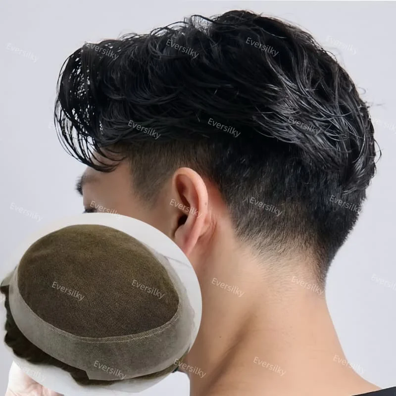 مريحة Sweatproof أستراليا الرجال الشعر المستعار السويسري الدانتيل رقيقة بولي PU الشعرية الاصطناعية شعري طبيعي ابيض عقدة الذكور الباروكات #3