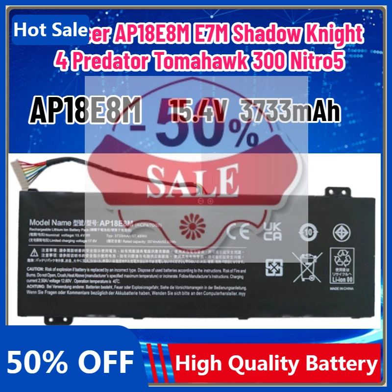 

New AP18E7M Laptop Battery For Compatible With Acer AP18E8M E7M Predator Helios 4, Predator Tomahawk 300, Nitro 5 Laptop Batteri