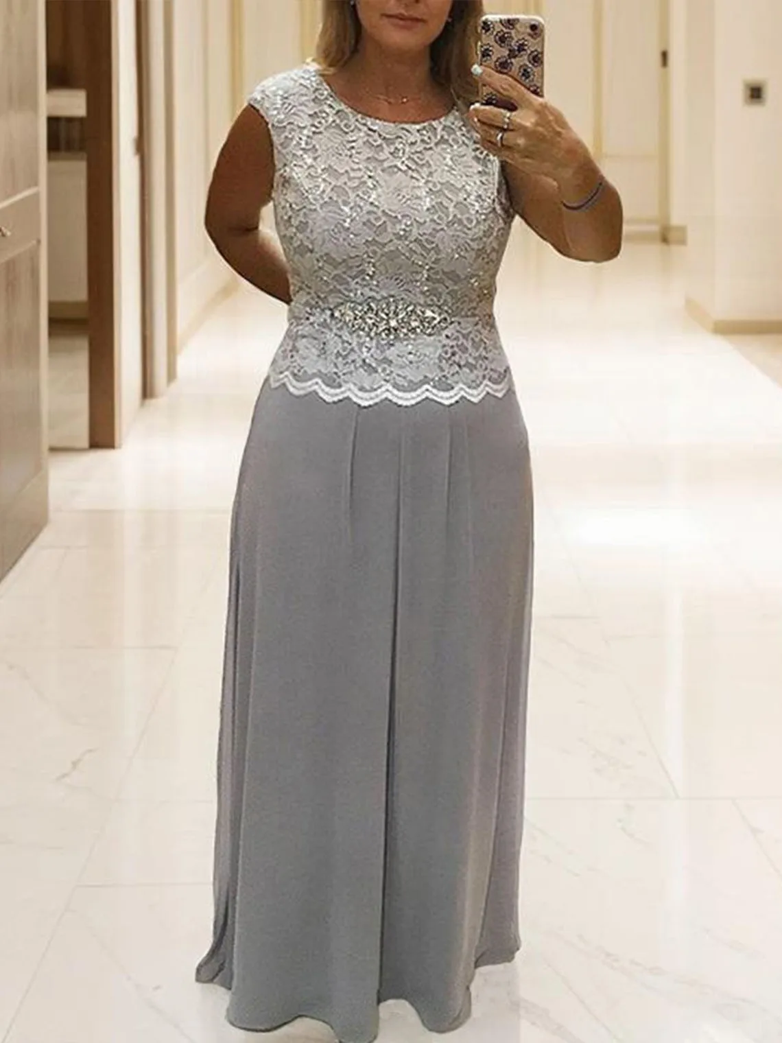 

Elegant Sleeveless Scoop Neck Chiffon Floor-Length A-line Mother of the Bride Dress Ruffles and Beading 2025 free customized