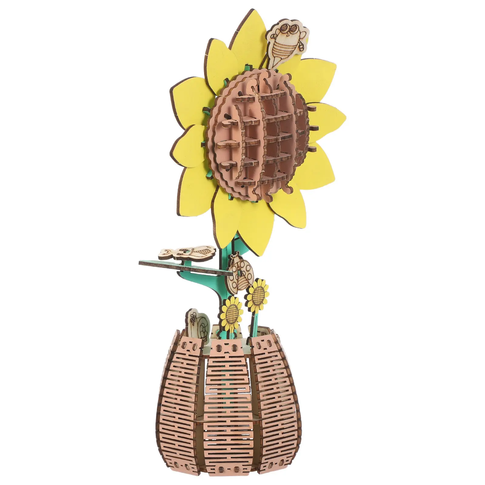 

Набор для сборки 3D-пазла «Подсолнух» из дерева, сделай сам, ручная сборка, декор в виде цветка для дома, офиса, настольное цветочное искусство