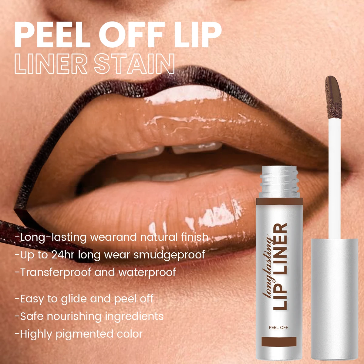 Tear Off Design Lip Liner, Create Custom Lip Line, Waterproof Matte Lip Tint, Long-lasting Easy To Peel High Color Rendering