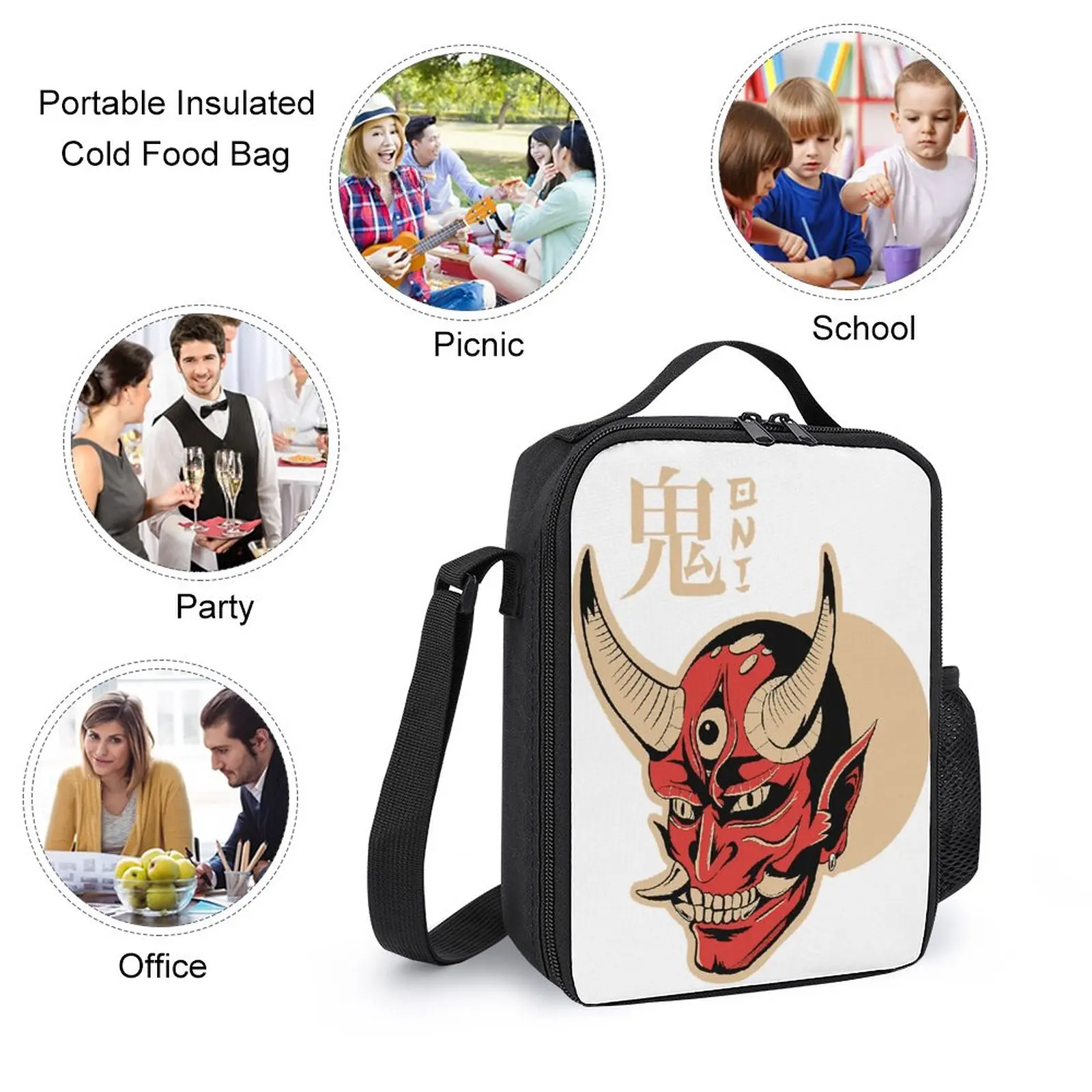 Yokai-Ensemble de dentifrice durable et confortable Oni Demon, sac à dos, sac à lunch, sac à stylos, camps d'été, Premium, 17 pouces, 3 en 1