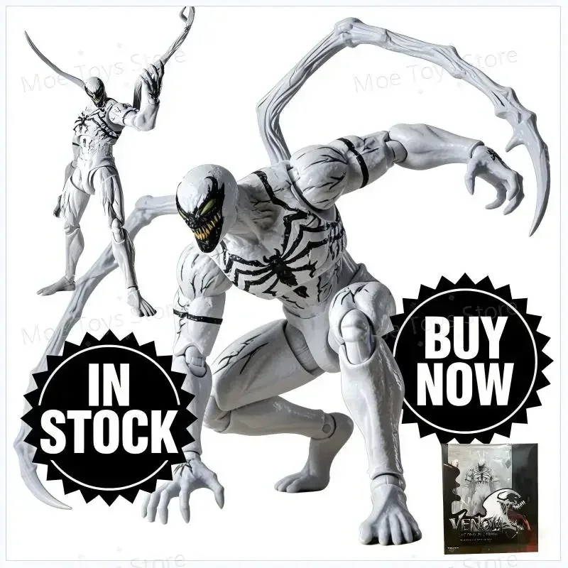 

In Stock SHF Anti-Venom Action Figure White Symbiote Spider-Man Series Articulated Model Toy Collectible Figurine Gift for Fans