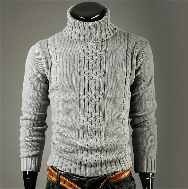 Men's High Turnover Collar Pullover Jacquard Sweater Men's Sweater