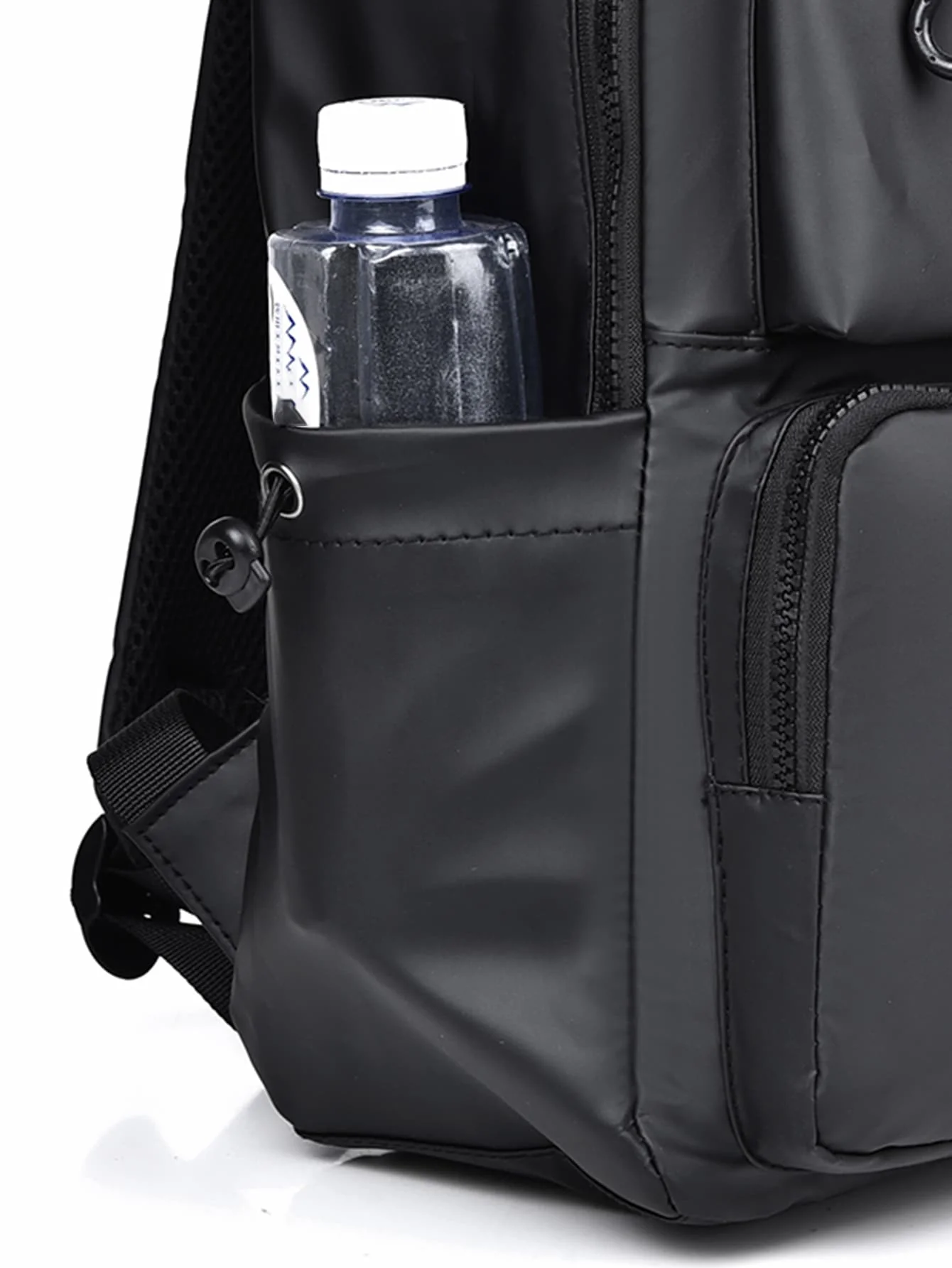 

Black Functional Laptop Backpack With Water Bottle Pocket Minimalist Travel Commute Bag
