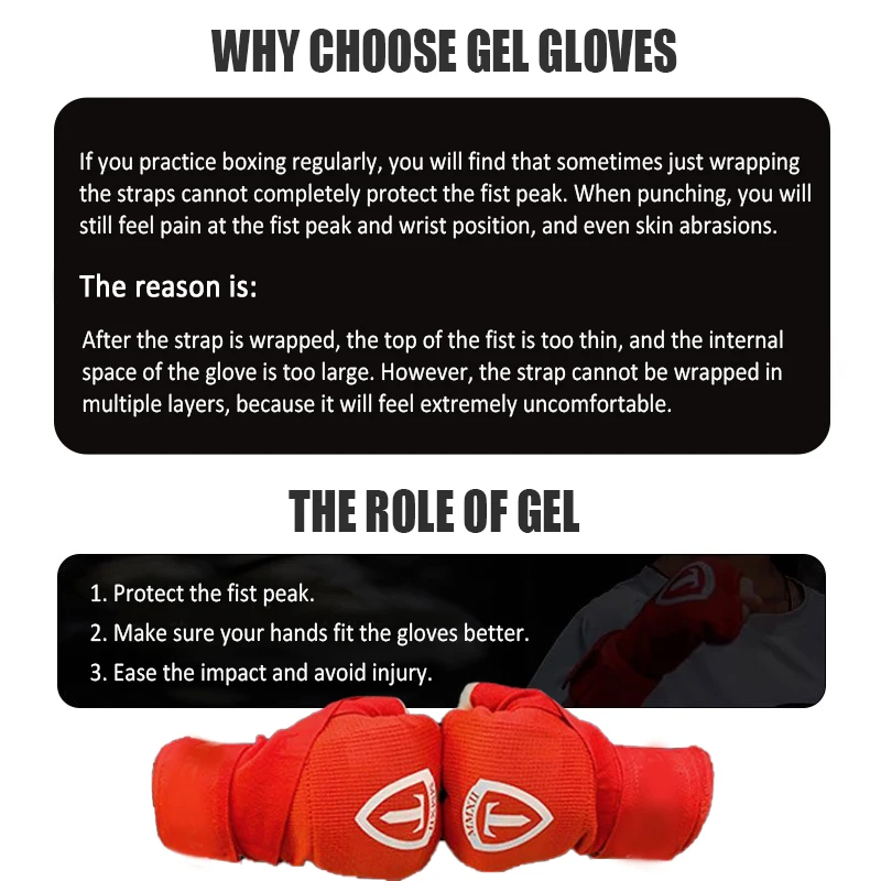 Boxing Gel Glove Sanda Hand Wrap Taekwondo Half-Finger Gloves with Long Wrist Strap Muay Thai Martial Arts Boxing Training