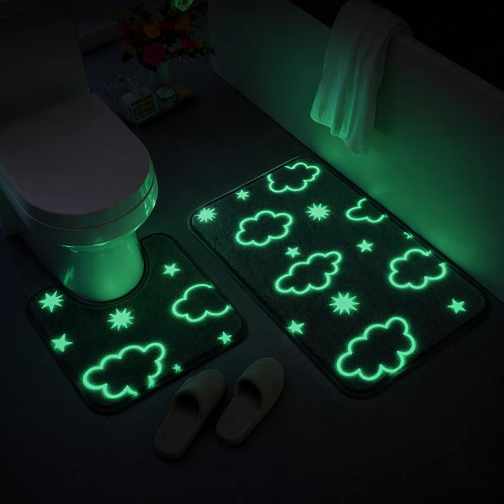 New Luminous cloud Pattern Toilet Mat Soft Absorbent Non Slip Bathroom Rug Bathroom Mat Bathroom